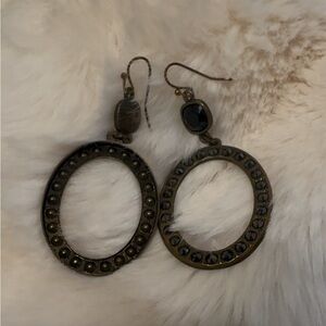 Chic Black and Gold Dangle Earrings